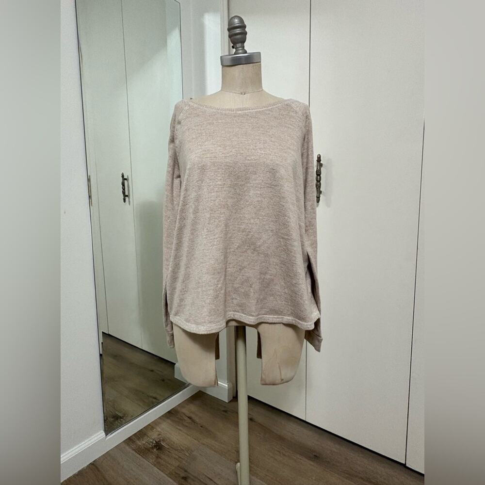 Live Love Lounge Beige Knit Long Sleeve Cozy Sweatshirt Top Women’s XXL